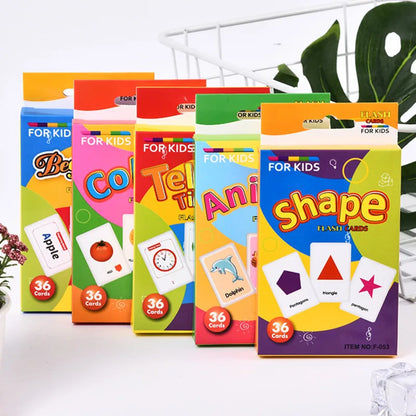 Kids Learning Cards — Shapes, Animals & Colors Flashcards for Early Education